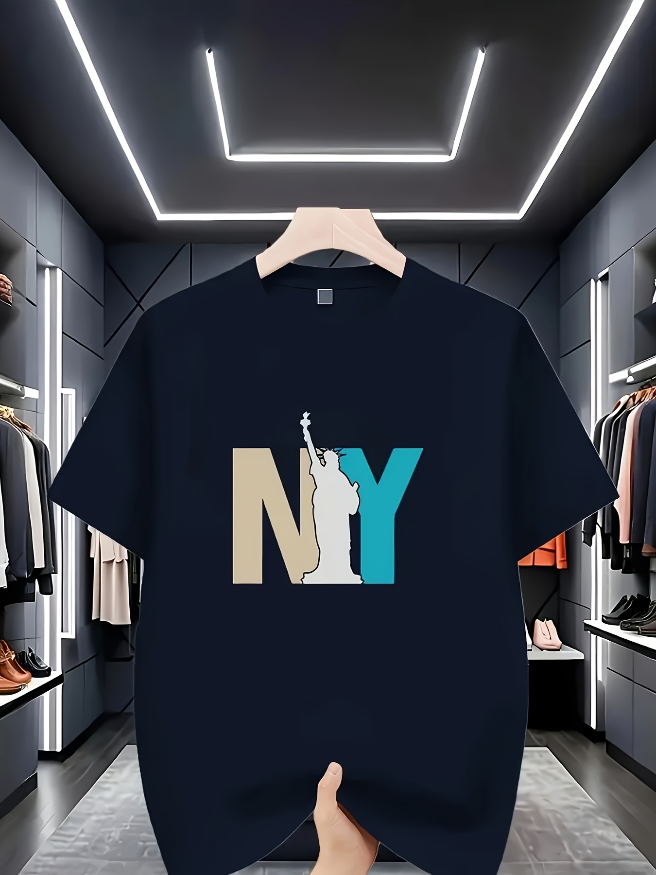Street Fashion In New York - Printed T-Shirt - Orange and Blue
