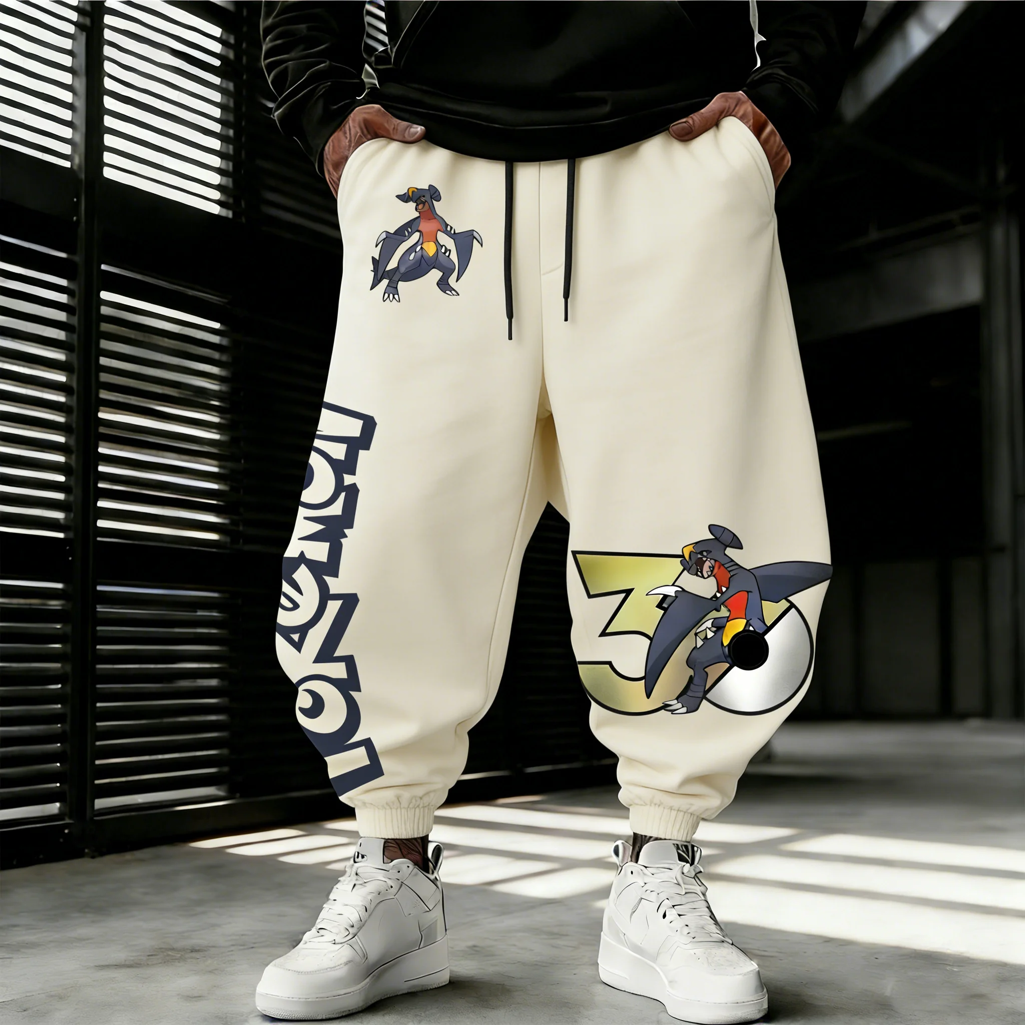 Street Fashion In Japan - Pokemon 30th Anniversary Garchomp Printed Cotton