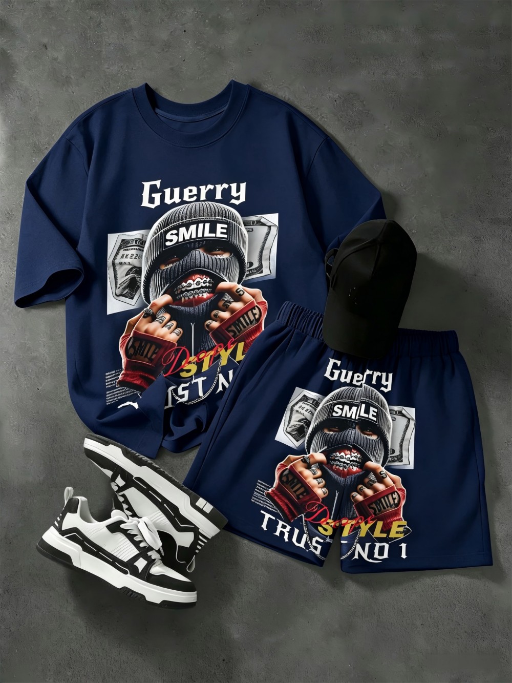 Street Fashion Male - American men's summer figure wealth print