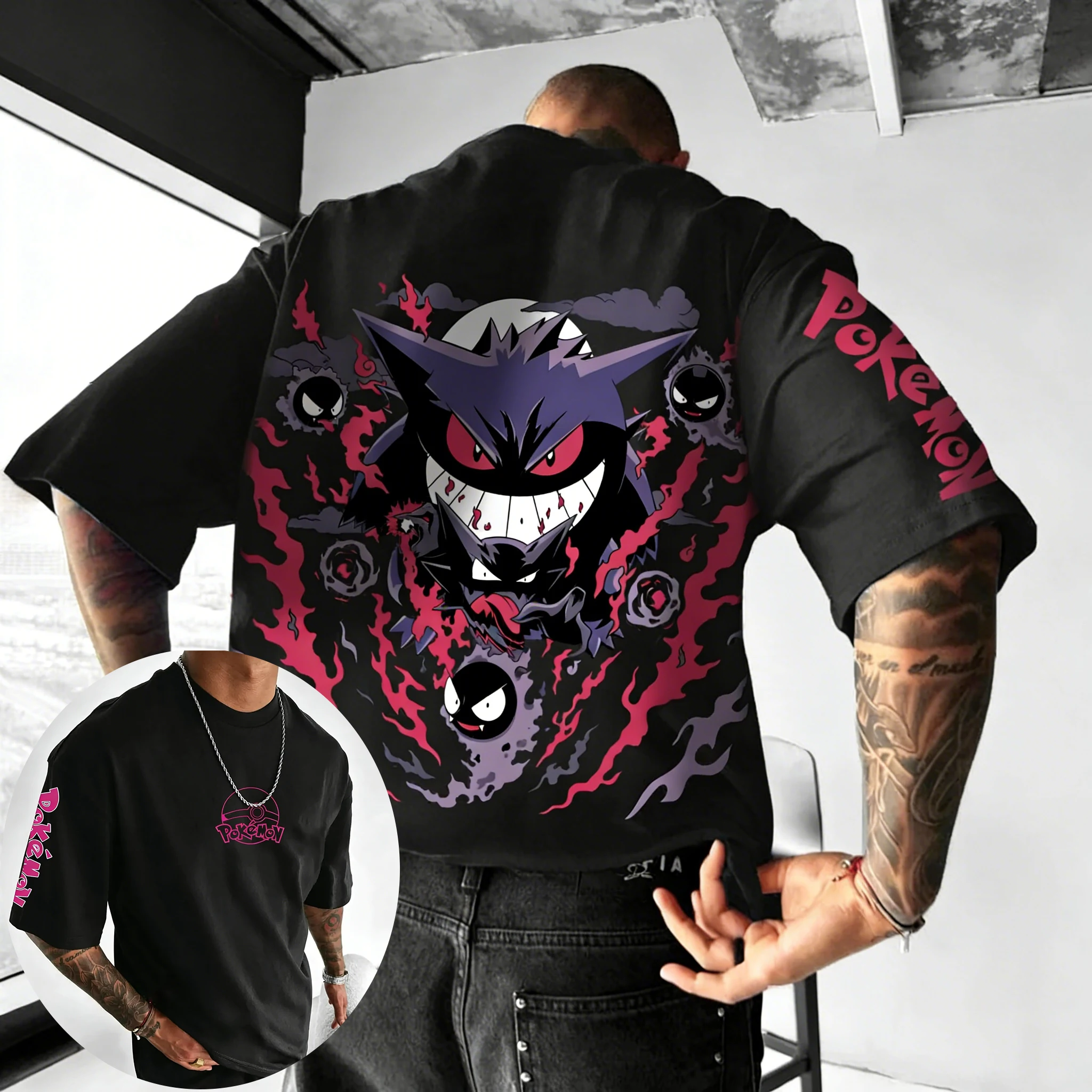 Street Fashion Japan Brand - Pokemon Anime Gengar Co Branded Cotton