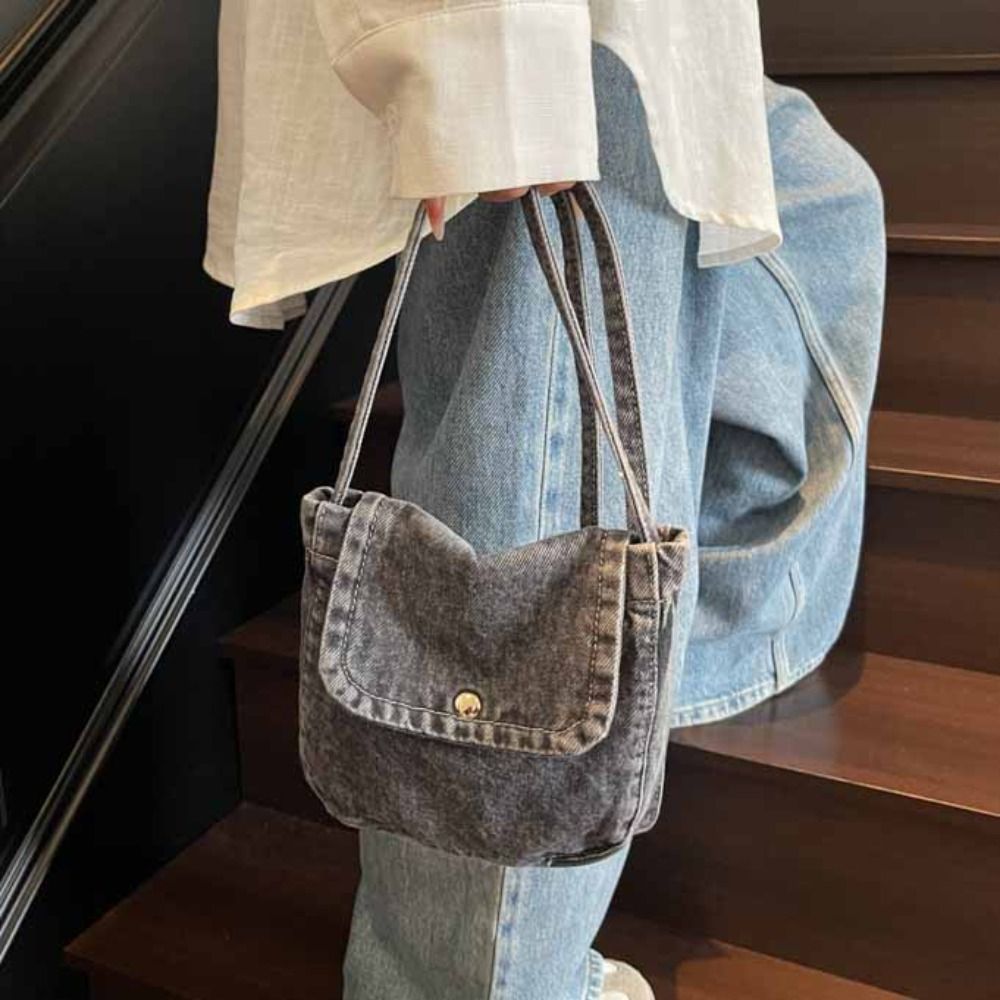Street Fashion Boy - Fashionable Y2K Denim Canvas Bag Large