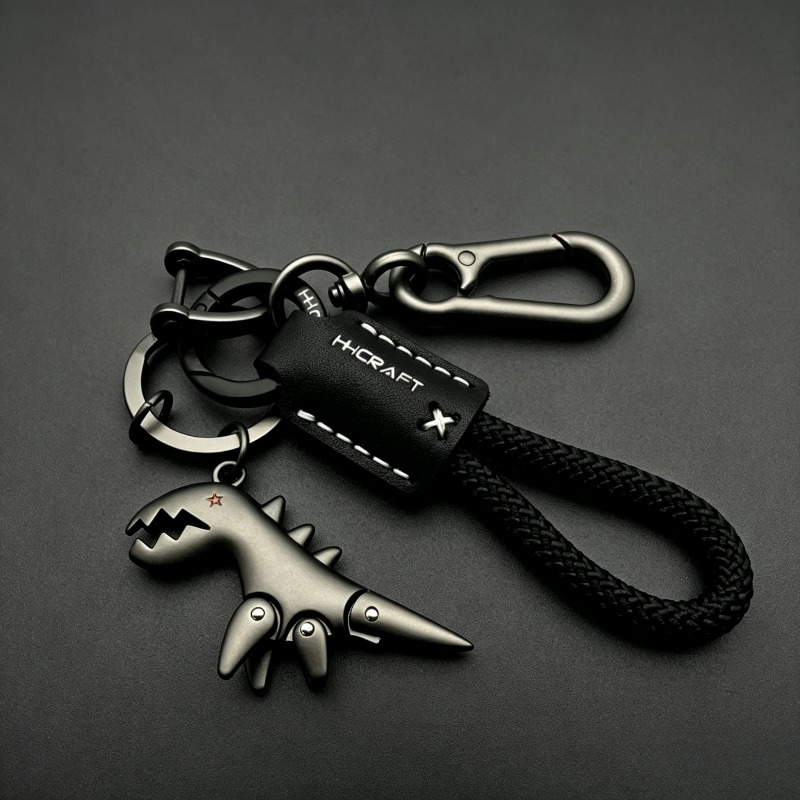 Street Fashion Rings - Cool Black Dinosaur Keychain with Movable