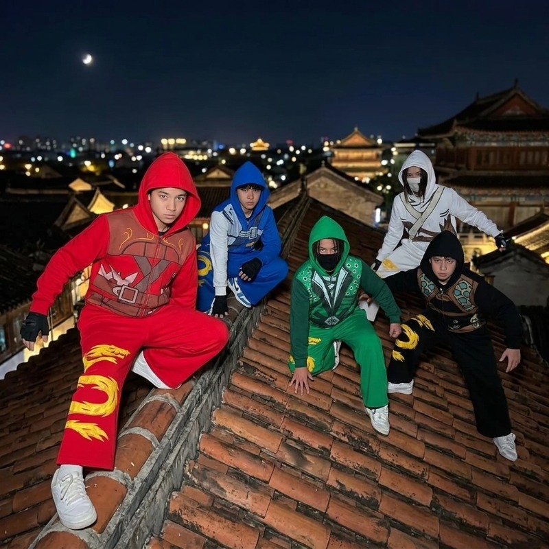 Street Fashion Male - Ninja Warrior Armor Hoodie Set Men