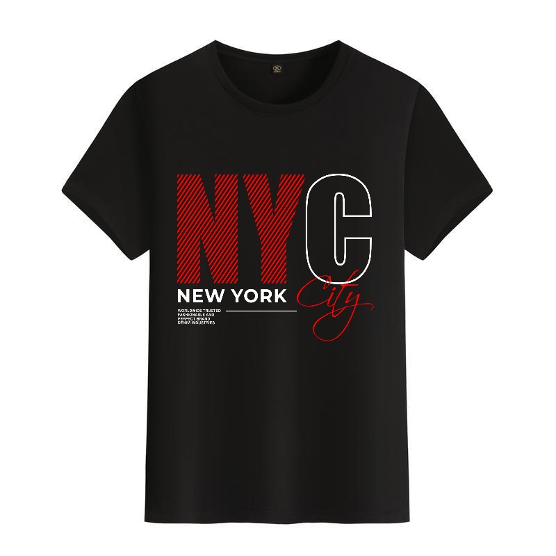 Men's Black Round-Neck Short-S - مراجعة Street Style New York Fashion وسعره