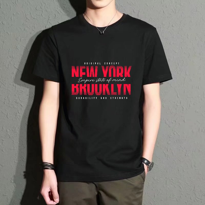 Men's Black Round-Neck Short-S - مراجعة Street Fashion In New York وسعره