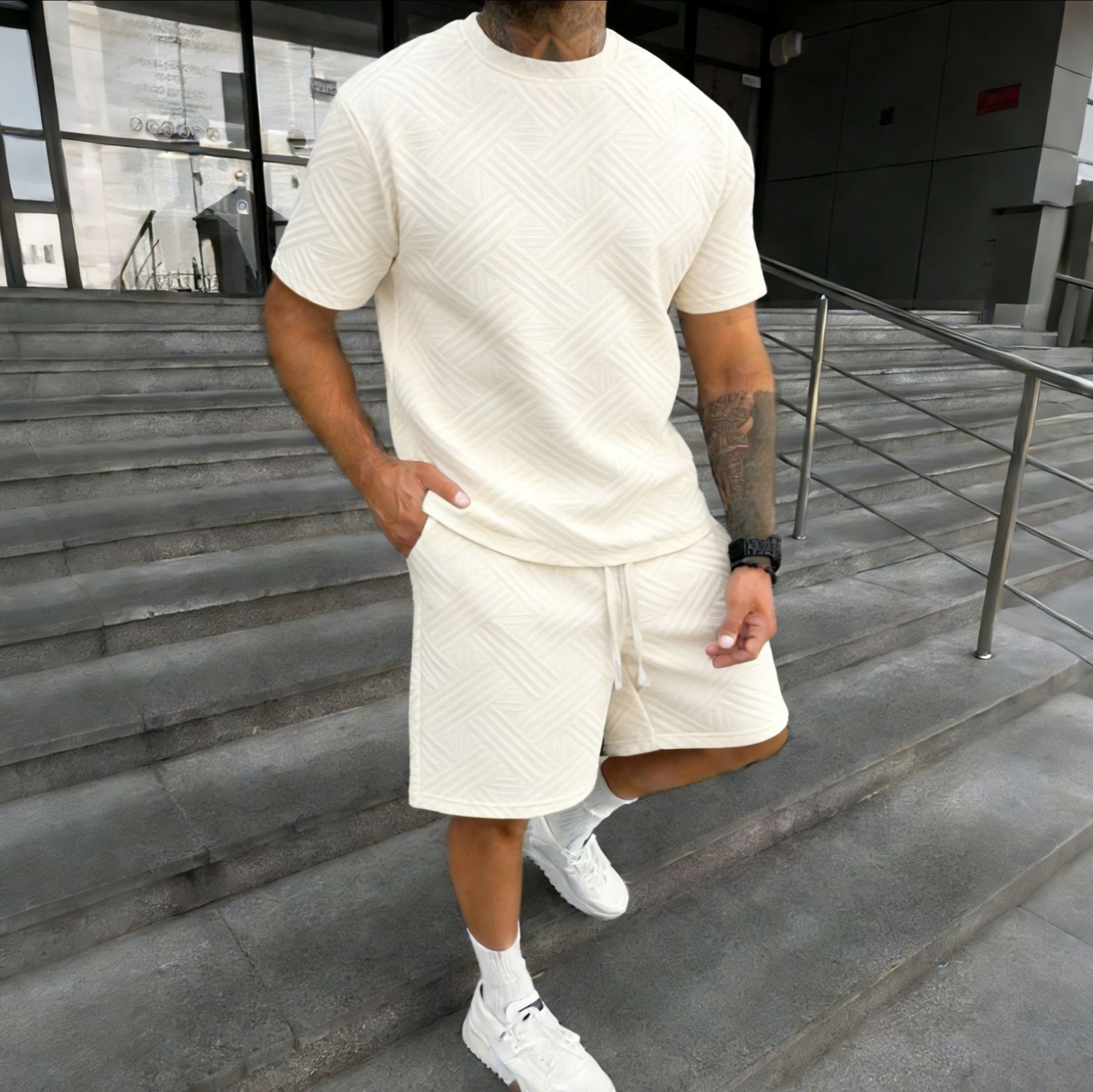 New men's summer jacquard shor - مراجعة Street Fashion Male وسعره