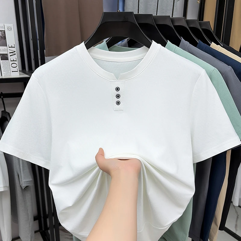 Mens Casual Henley Neck T Shir - مراجعة Street Fashion Male وسعره