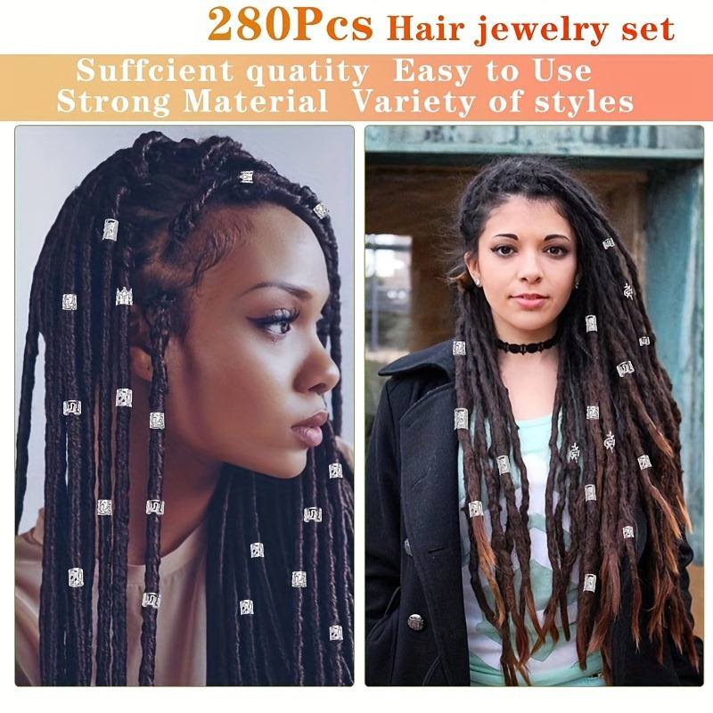 280pcs Silvery Metal Hair Brai - مراجعة Street Fashion Rings وسعره