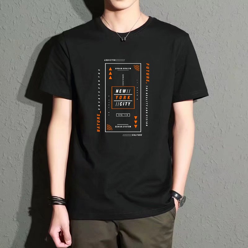 Men's Black Round-Neck Short-S - مراجعة Street Style New York Fashion وسعره