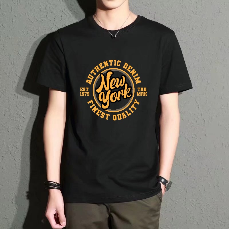 Men's Black Round-Neck Short-S - مراجعة Street Style New York Fashion وسعره
