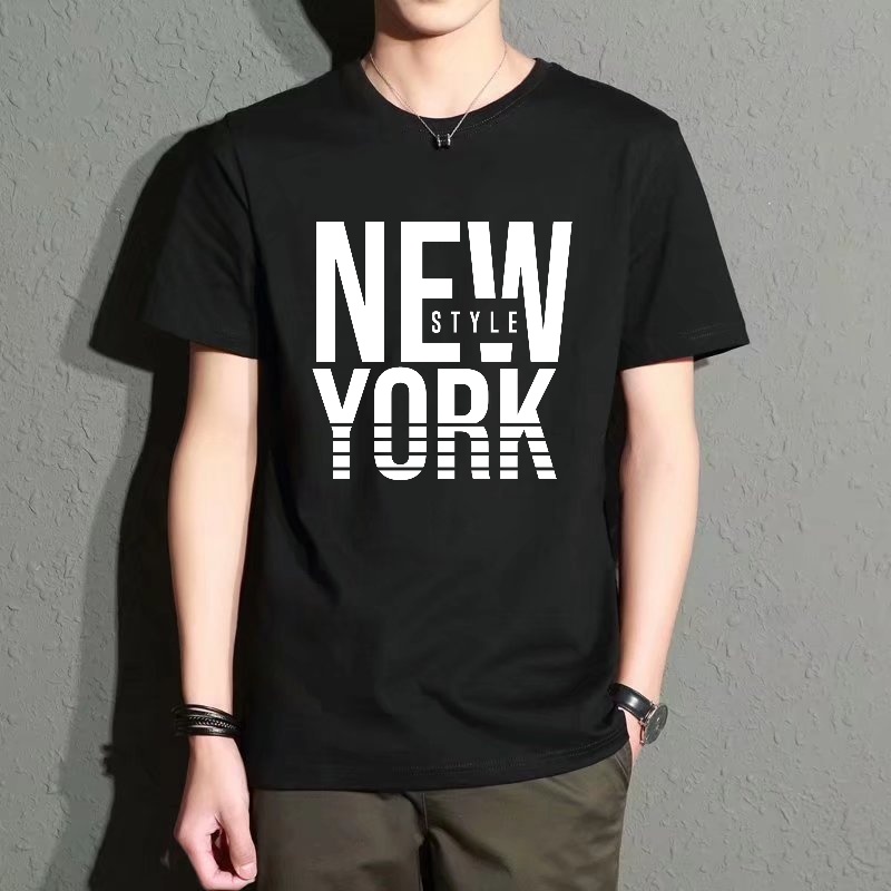 Men's Black Round-Neck Short-S - مراجعة Street Style New York Fashion وسعره