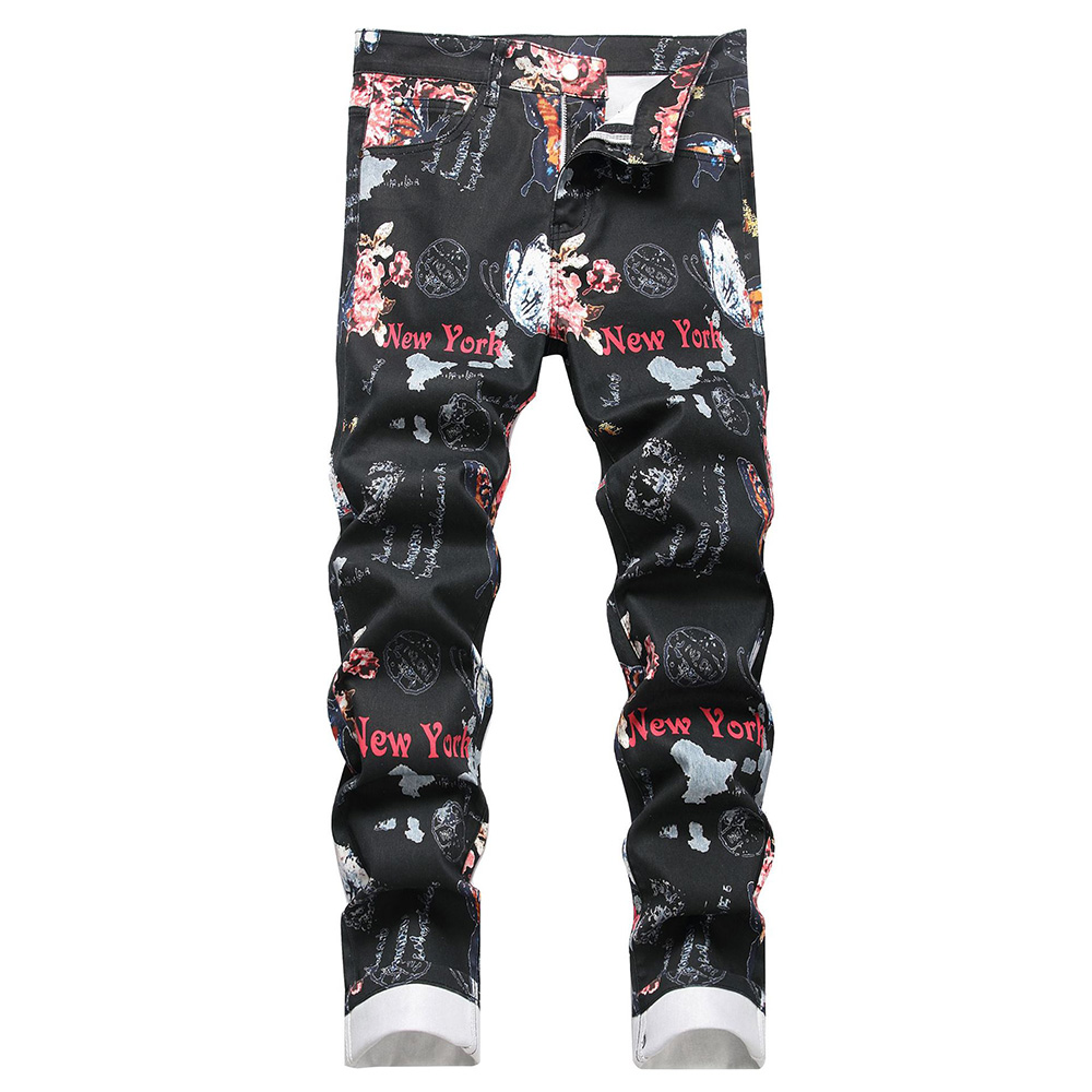 Men Digital Print Jeans Fashio - مراجعة High Street Fashion New York وسعره