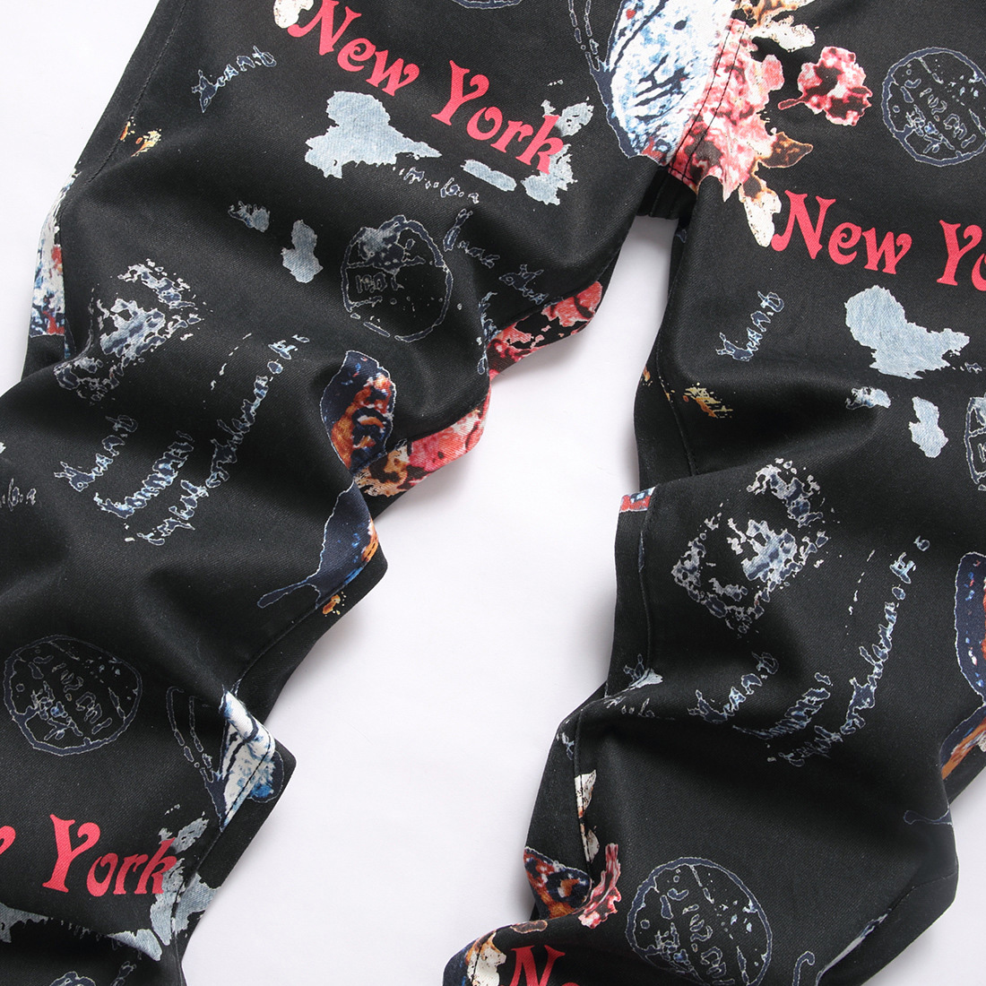 Men Digital Print Jeans Fashio - مراجعة High Street Fashion New York وسعره