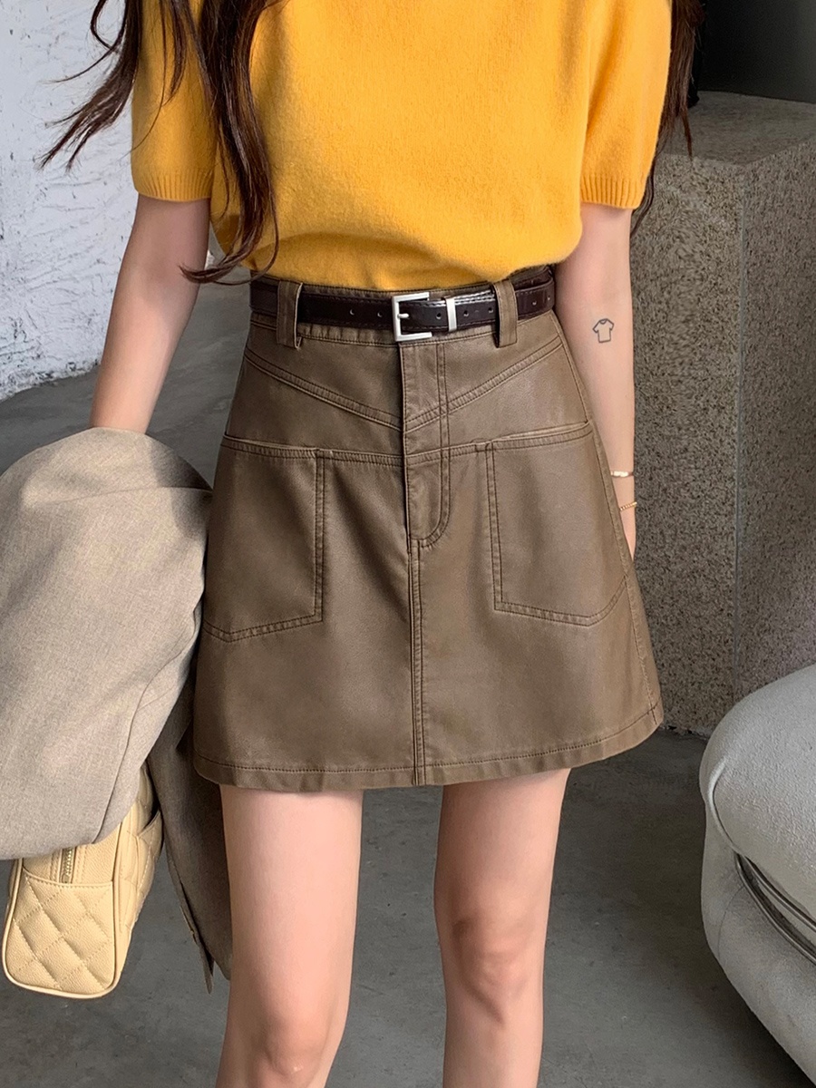 High Waist PU Leather  Skirt W - مراجعة Street Fashion Now وسعره