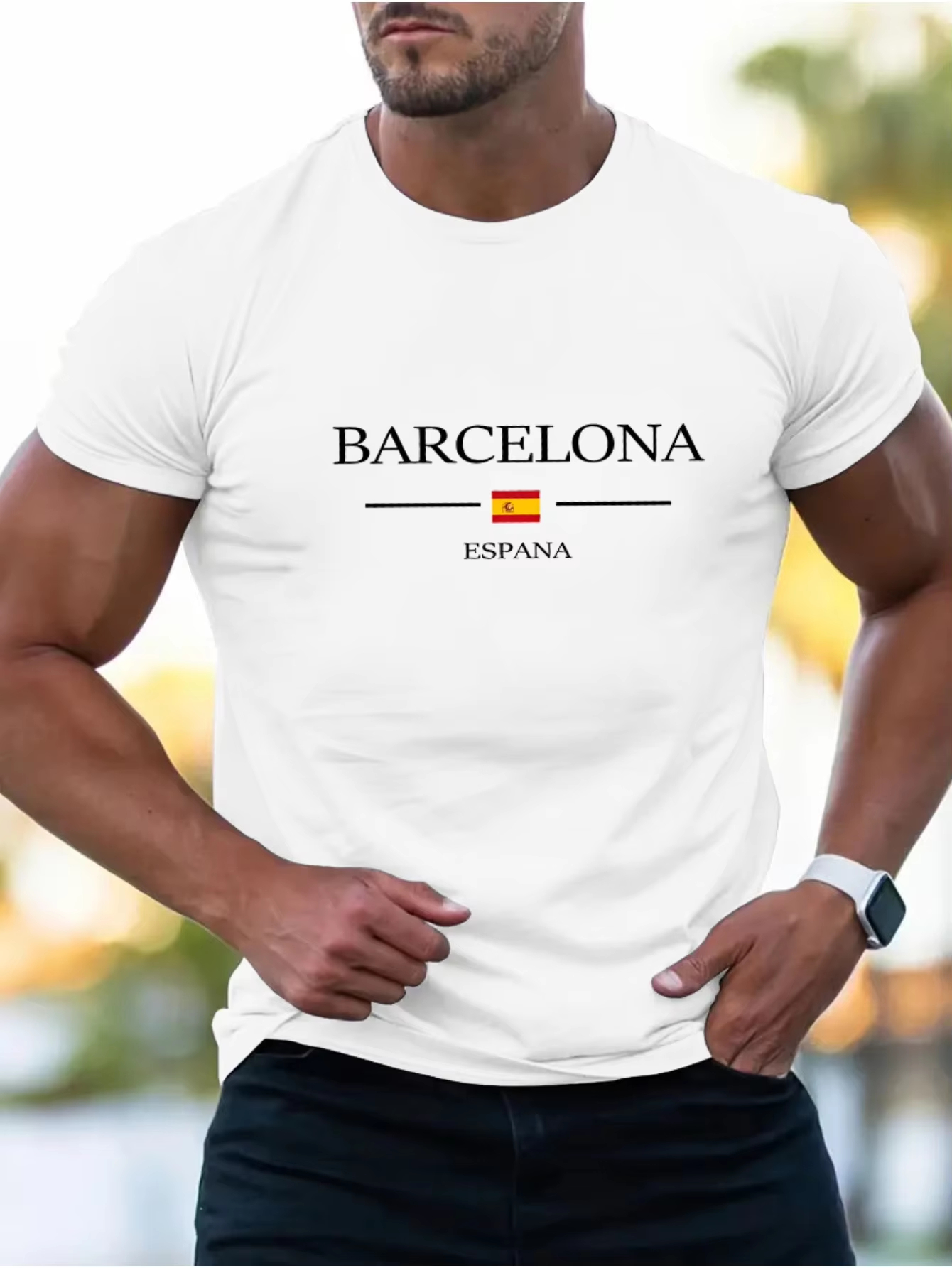 Summer Men's Casual Loose Barc - مراجعة Street Fashion Barcelona وسعره