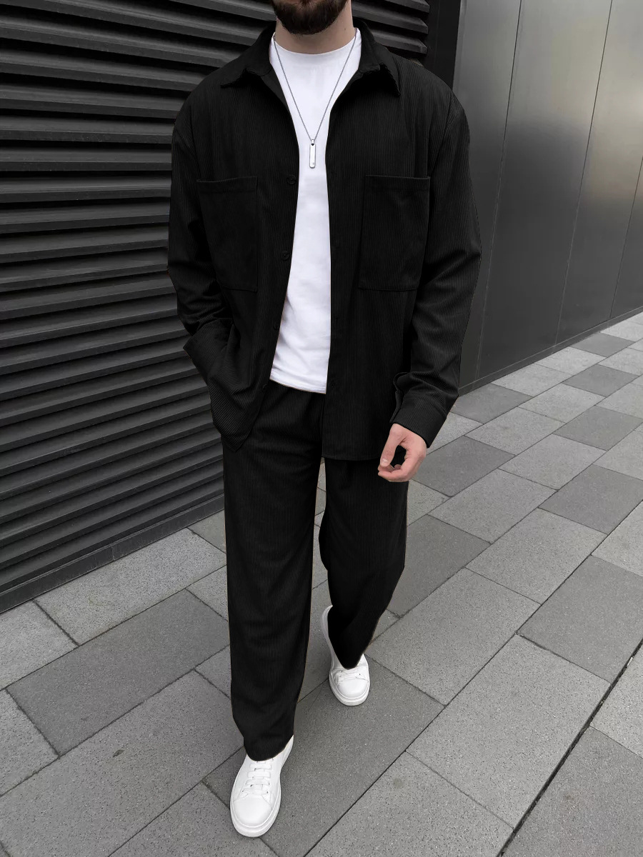 Men's corduroy two-piece outfi - مراجعة Street Fashion Male وسعره