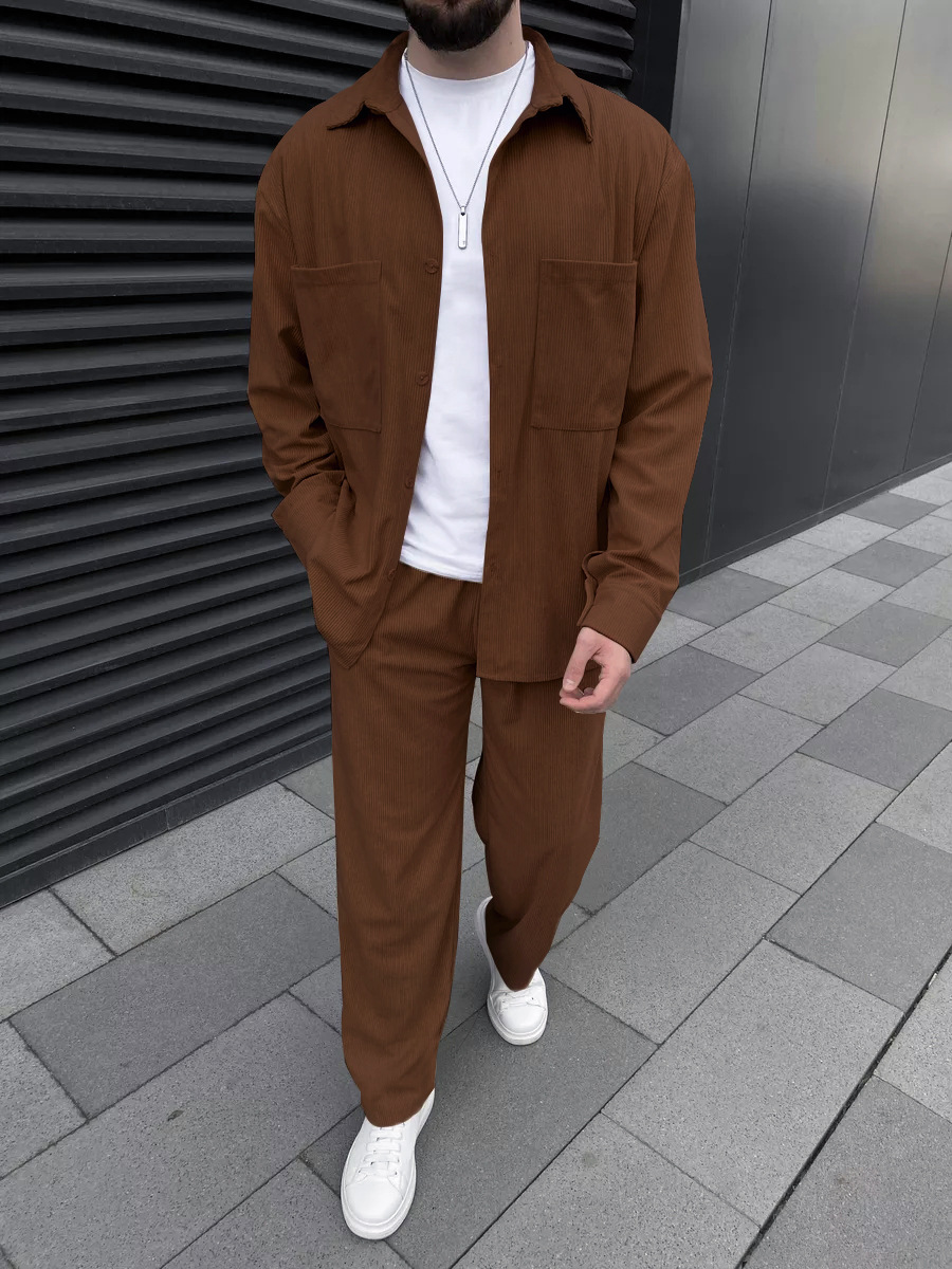 Men's corduroy two-piece outfi - مراجعة Street Fashion Male وسعره