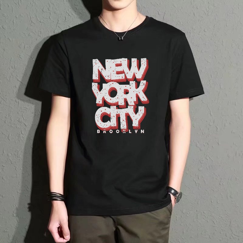 Men's Black Round-Neck Short-S - مراجعة Street Style New York Fashion وسعره