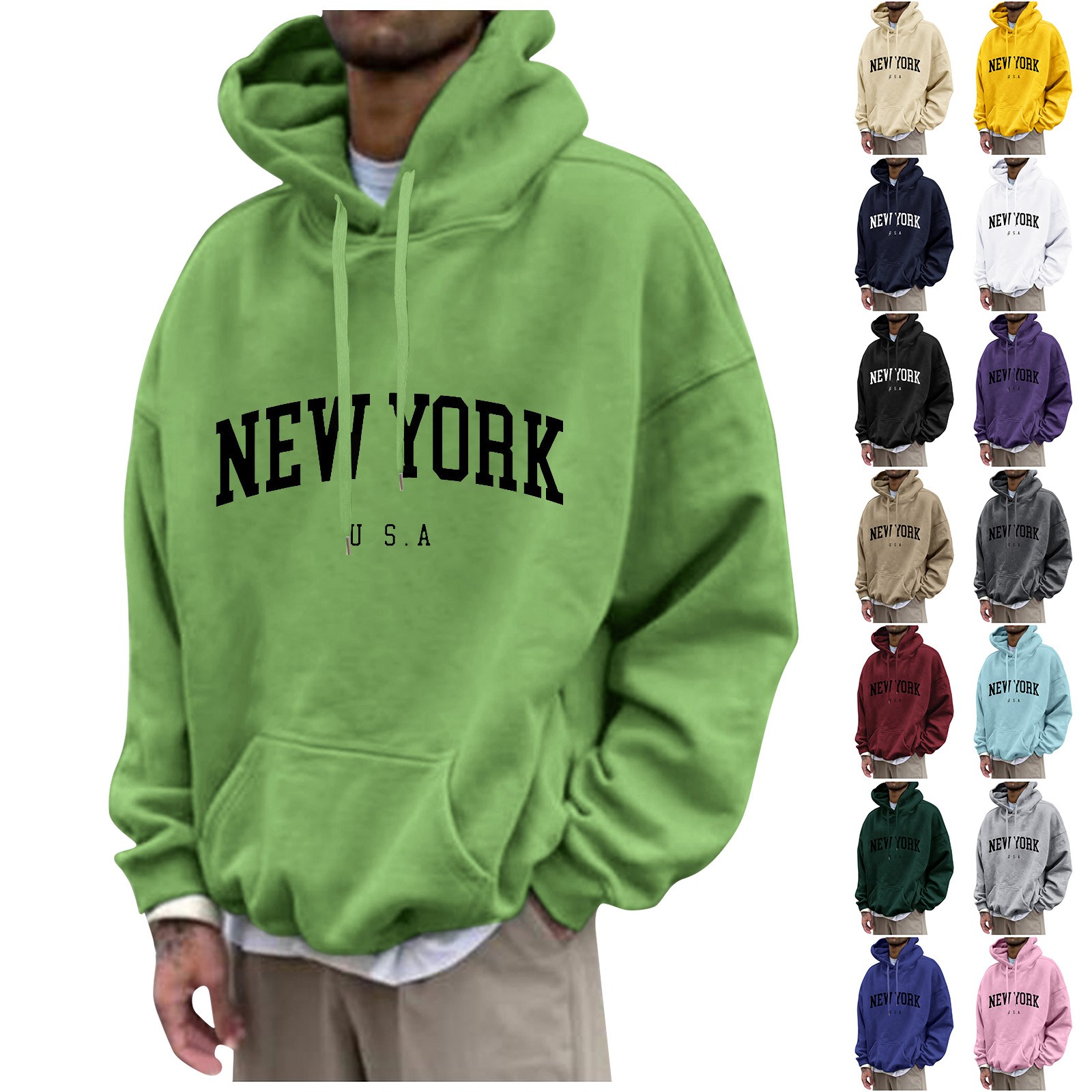 New York Print Mens Hoodies Fa - مراجعة High Street Fashion New York وسعره