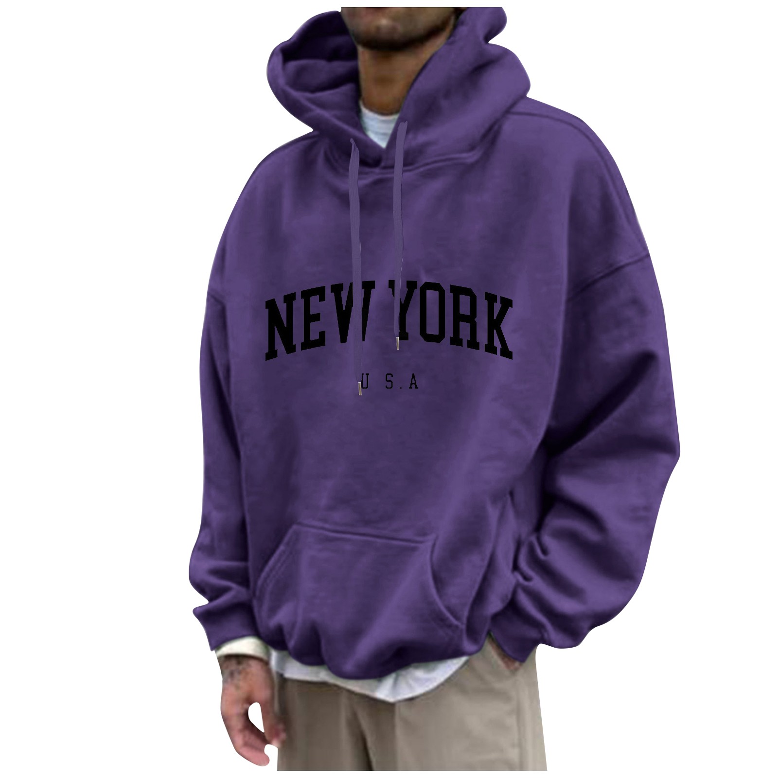 New York Print Mens Hoodies Fa - مراجعة High Street Fashion New York وسعره