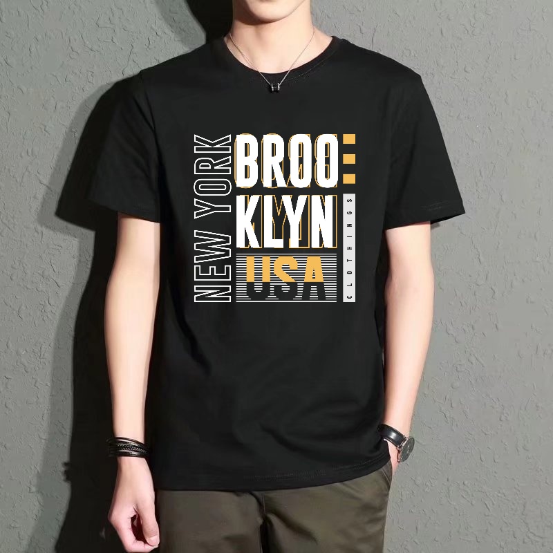 Men's Black Round-Neck Short-S - مراجعة Street Style New York Fashion وسعره