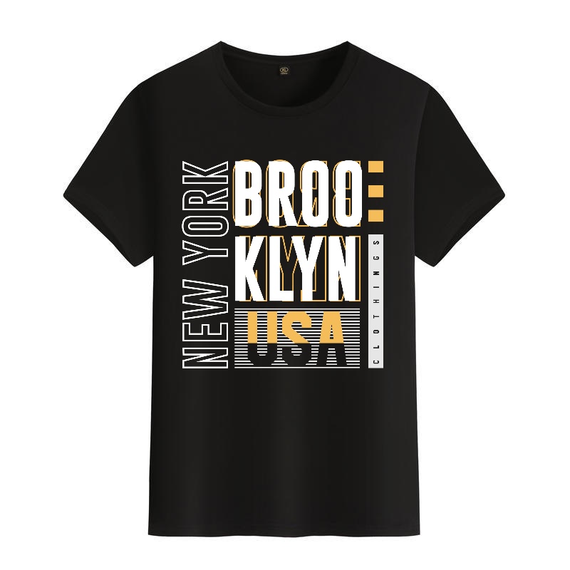 Men's Black Round-Neck Short-S - مراجعة Street Style New York Fashion وسعره