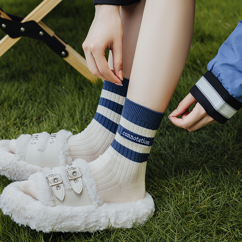 Autumn Women Sports Socks Stri - مراجعة Street Fashion Youtube وسعره