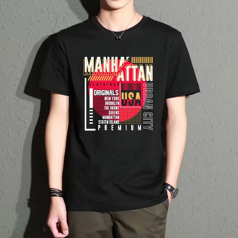 Men's Black Round-Neck Short-S - مراجعة Street Style New York Fashion وسعره
