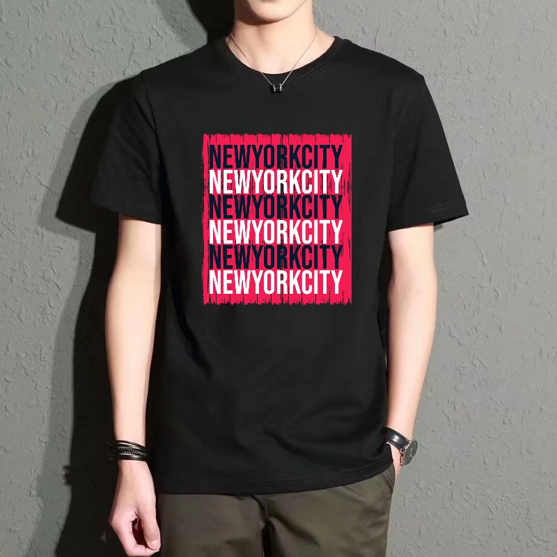 Men's Black Round-Neck Short-S - مراجعة Street Style New York Fashion وسعره